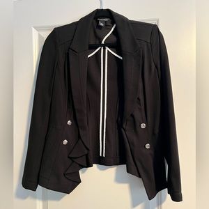 White House Black Market Black Ruffle Stretch Blazer